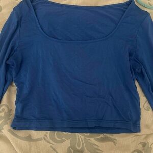 Elegant Blue Scoop Neck Blouse